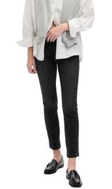 Gap Denim Washed Black Vintage High Rise Slim Jeans Open Raw Ankle Hem 28 Short Photo 0