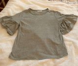 Ginger G Boutique Stripped Ruffle Sleeve Tee Photo 0