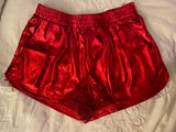 American Apparel Red Metallic Booty Shorts Photo 0