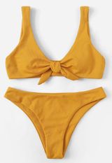 Zaful Tie Front Scoop Neck Bikini Set Size Large Photo 0