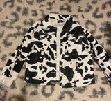 Boohoo Cow Print Cropped Denim Jacket Photo 0