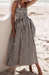 Striped Maxi Dress White Size M Photo 0