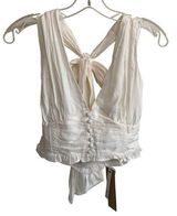 Do+Be Women's Crepe Tie Neck Halter w/ Button Accents Cream - Medium NWOT Photo 0