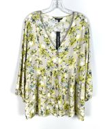 Unique spectrum Floral Button Down Babydoll Plus Size Blouse NWT Photo 0