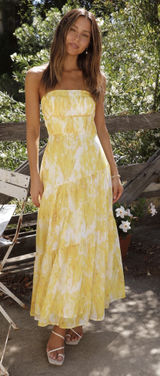 Strapless Maxi Dress Yellow Photo 0