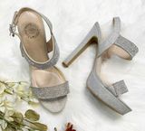 I. Miller Silver Glitter Rhinestone Platform Heels Photo 0