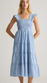 Quince 100% Organic Cotton Poplin Smocked Midi Dress Photo 0