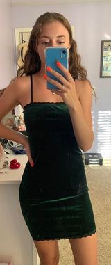 Forever 21 Emerald Velvet Mini Dress Photo 0