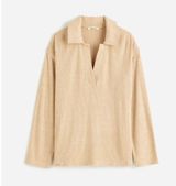 NWT Madewell Relaxed Long-Sleeve Polo Tee Cream Photo 0