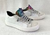P448 Thea Rainbow Tongue White Platform Low Top Sneakers Women 38 Made in Italy Photo 0