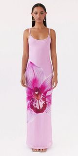 Peppermayo Bad News Mesh Maxi Dress Pink Magnolia Floral Size US 2 XS Photo 0