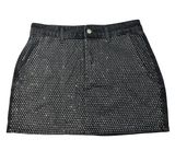 Black Denim Rhinestone Bling High Waisted Denim Skirt Large L Festival Photo 0