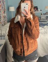 Ashley Fuzzy Corduroy Jacket Brown Size L Photo 0