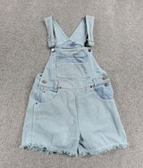 No Excuses Womens Overalls Cut Off Shorts S Blue Light Wash Denim Photo 0