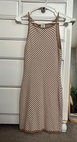 Abercrombie Checkered Knit Brown White Mini Dress Photo 0