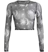 Women Mesh Long Sleeve See Through Top Photo 0