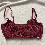 Gilly Hicks Burgundy ribbed velvet velour wired bustier bralette size small Photo 0