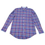IZOD Mens Long Sleeve Navy/Multicolor Plaid Button-Down Large Tall Photo 0
