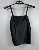 Vintage Delicates Satin Camisole Size Large Black Shiny Top Shirt Cami USA Made Photo 0