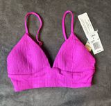 l*space NWT L* Winnie Bikini Top Large Bright Fuchsia Ribbed Pointelle - Small Photo 0