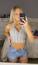 American Eagle Outfitters Stripped Cropped Halter Photo 0