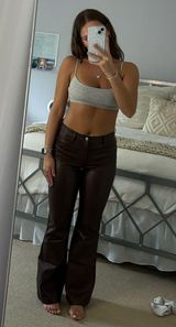 Hollister Leather Pants Flare Brown Photo 0