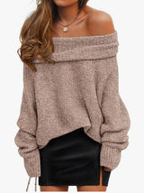 NEW ZESICA Off The Shoulder Fall Sweater Oversized Long Sleeve Pullover M Tan Size M Photo 0