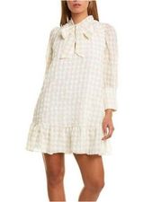 Walter Baker Anthropologie Alia Gingham Ruffle Tie Mini Shift Dress Size Medium Photo 0