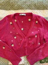 ZARA Embroidered Floral Cardigan Photo 0