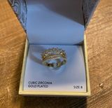 Gold-Tone Pavé & Square-Crystal Triple-Row Ring size 8 Photo 0
