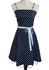 Vintage Pulse Fit & Flare Black & White Polka Dot Dress Size Med W/ Crinoline Photo 0