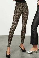 Veronica Beard  Brooke Leopard Print Coated Skinny Jeans Size 25/0 Made in USA Photo 0