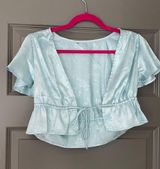 Blue Satin Tie Crop Top Size XS Photo 0
