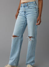AE Strigid Ribbed High-waisted Stovepipe Jeans Photo 0