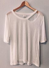 Mink Pink Distressed White Tee Photo 0