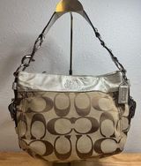 Zoe Hobo Bag Purse Jacquard Beige SILVER Monogram Canvas F12657 Photo 0