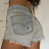 Vintage 501 Cut Off Distressed High Rise Waisted Denim Shorts Photo 0