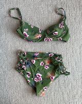 Tori Praver Green Floral High Waisted Swim Set Photo 0