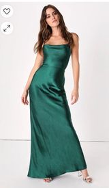 Lulus Inspire Romance Forest Green Satin Cowl Neck Maxi Dress Photo 0