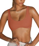 Scoop Neck Sports Bra Orange Size M Photo 0