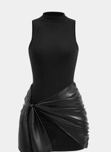 Black leather tie dress Brown Photo 0