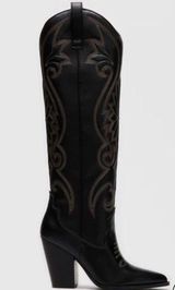 Steve Madden Black Leather Cowgirl Boots Photo 0