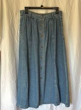 Classic Elements  Denim Button-Front Maxi Skirt Size 14 Photo 0