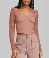 NWT Wild Fable Brown Bustier Lace Blouse  Photo 0