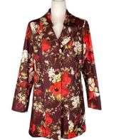 Dennis Basso  Water-Resistant Button-Front Floral Jacket Lining Pockets Sz L Photo 0