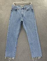 Levi's Wedgie Straight Ankle Jeans Distressed 100% Cotton Boho Women's 28 x 27.5 Photo 0