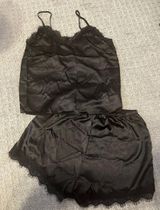 Satin Lace Pj Set Black Photo 0
