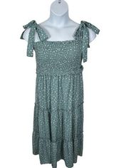 Polka Dot Shirred Smocked Midi Sundress Dress Size Large Photo 0