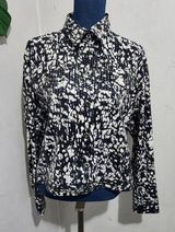 Notations Black White Sequin Shimmer Shirt Jacket Top Shacket Photo 0