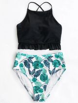 Lingering Charm High Waisted Bikini Set Ruffled Swimsuit Photo 0